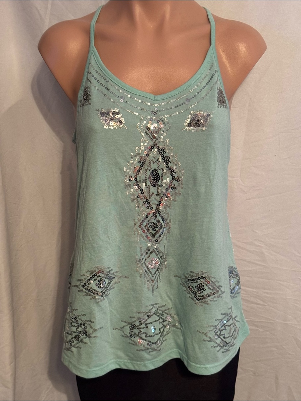 Vanity Mint Green Sequin-Embellished Camisole